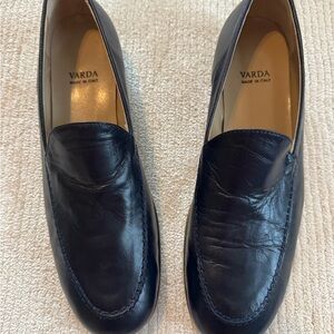 Dark Navy Varda Leather Loafers